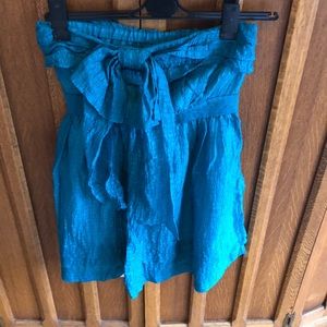 100% Silk Strapless Teal Dress